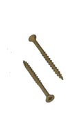 Tan Wood Treated Screw, Flat Head with Nibs, Square Drive, Coarse Thread
